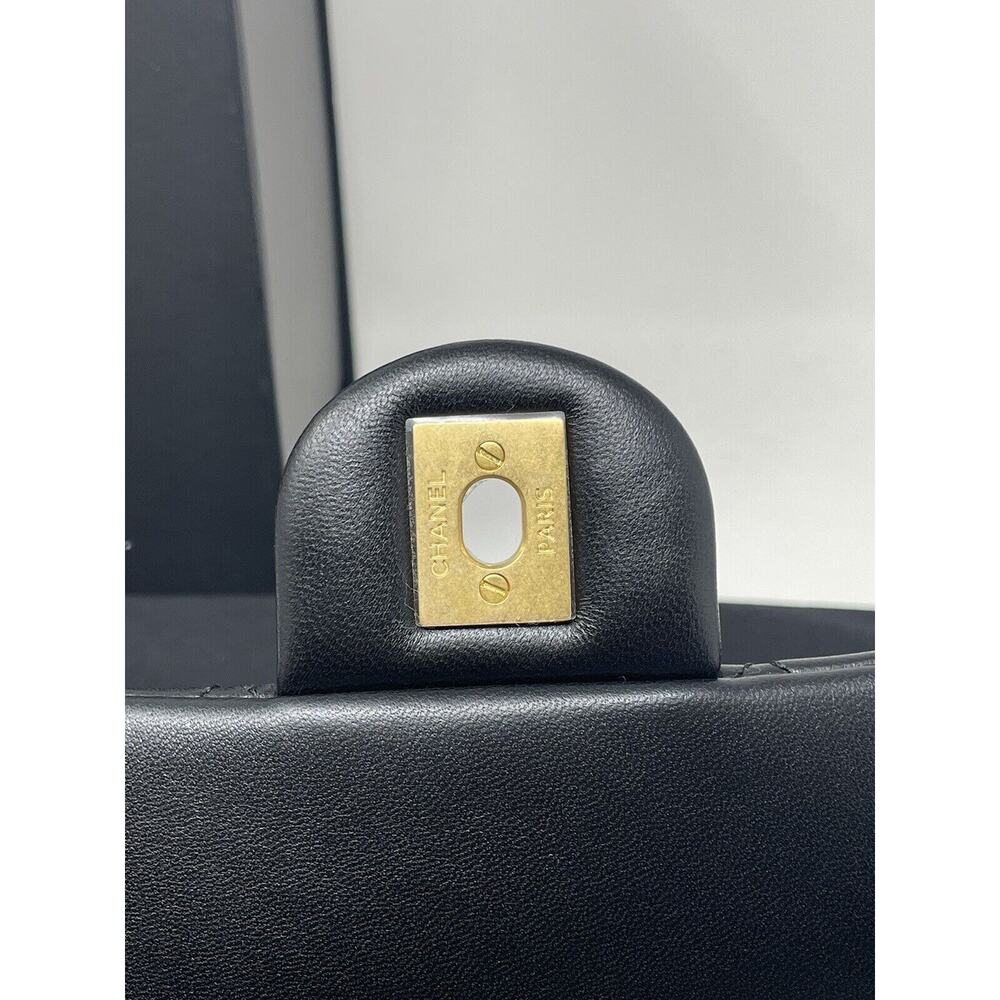 CHANEL 22S Black Mini Rectangle Pearl Crush Braid Gold Ball Flap Bag Unused - Picture 10 of 16
